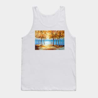 Autumn dawn on the bank of the river Tank Top